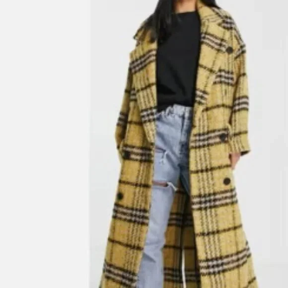 TOPSHOP Wool Blend Double Breasted Long Coat - Picture 2 of 16